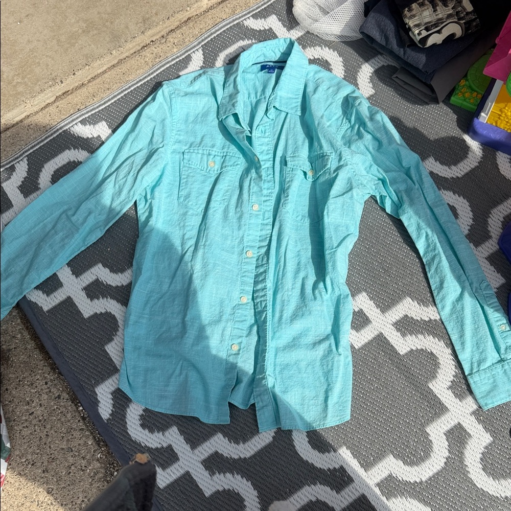 Apt. 9 Teal Button-Up Shirt - Picture 2 of 3